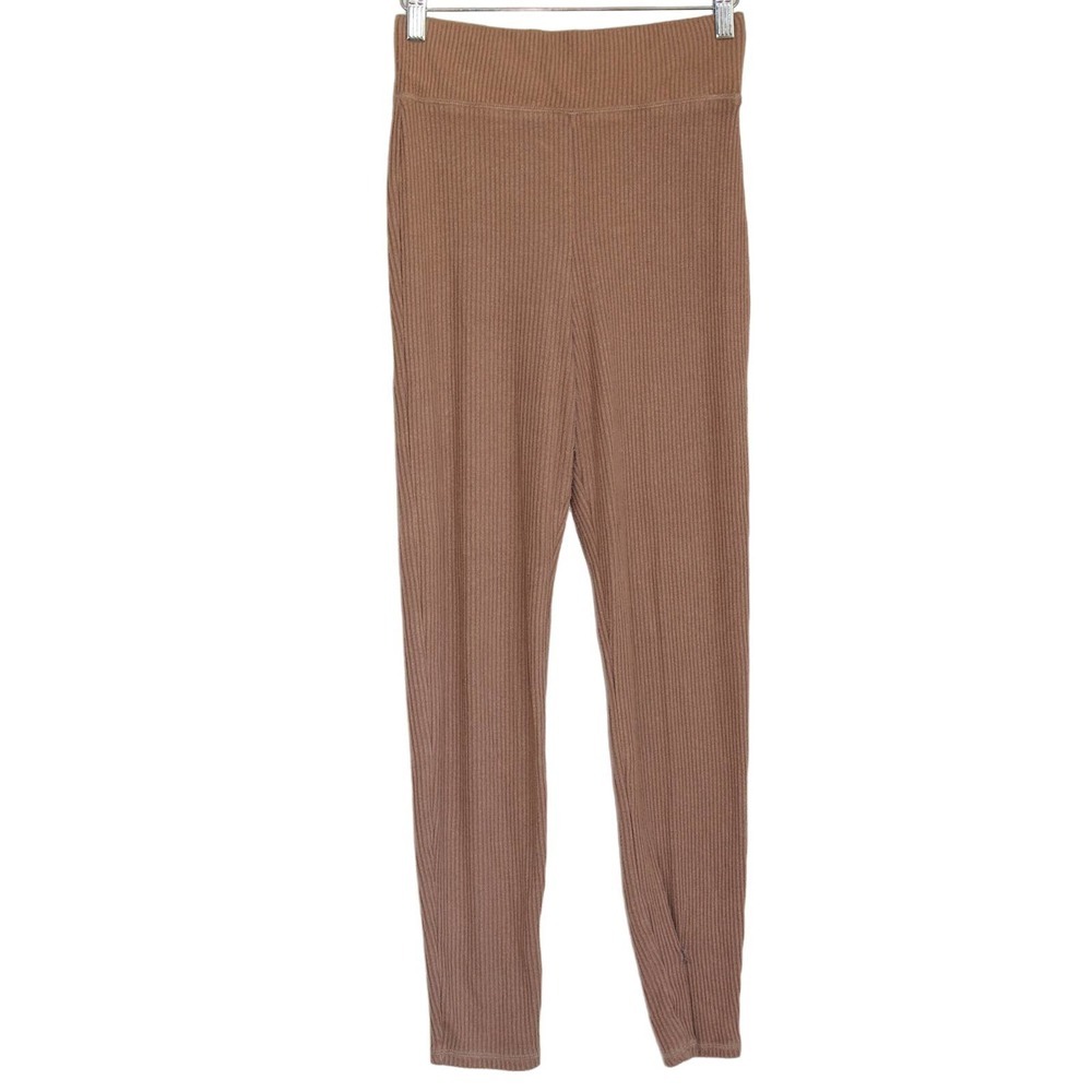 Womens Abercrombie & Fitch Tan Brown Ribbed Knit Elastic Loungewear Pants Size M